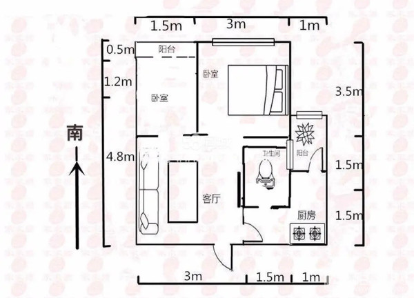 房东直租罗湖地铁红岭站上盖物业小2房-2